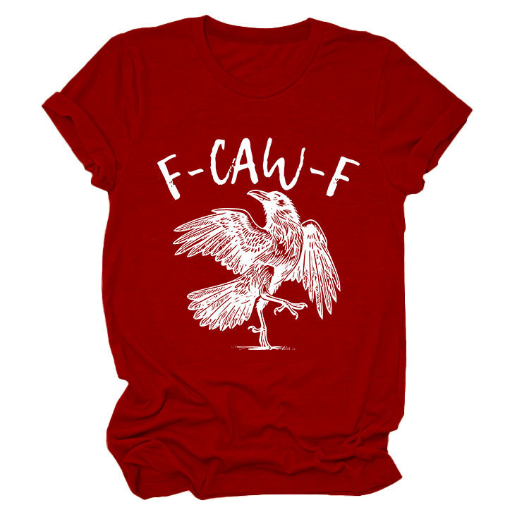 Bird & Crow Print Crewneck Short Sleeve Top