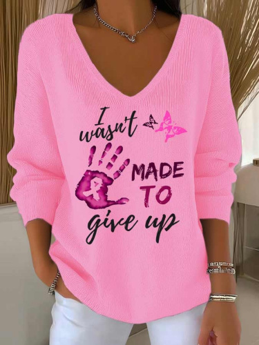 Maple Leaf Print V-Neck Long Sleeve T-Shirt