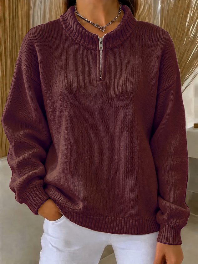 New Arrivals🔥Women's Cozy Half Zip Mock Neck Knit Sweater