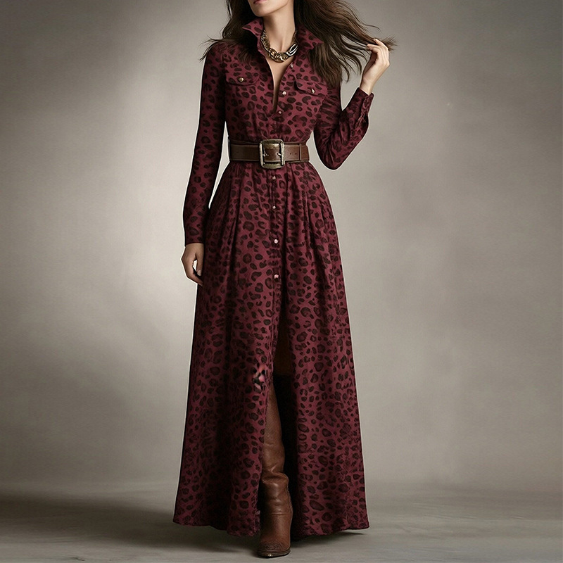 Artistic Retro Plaid Long Dress with Pockets