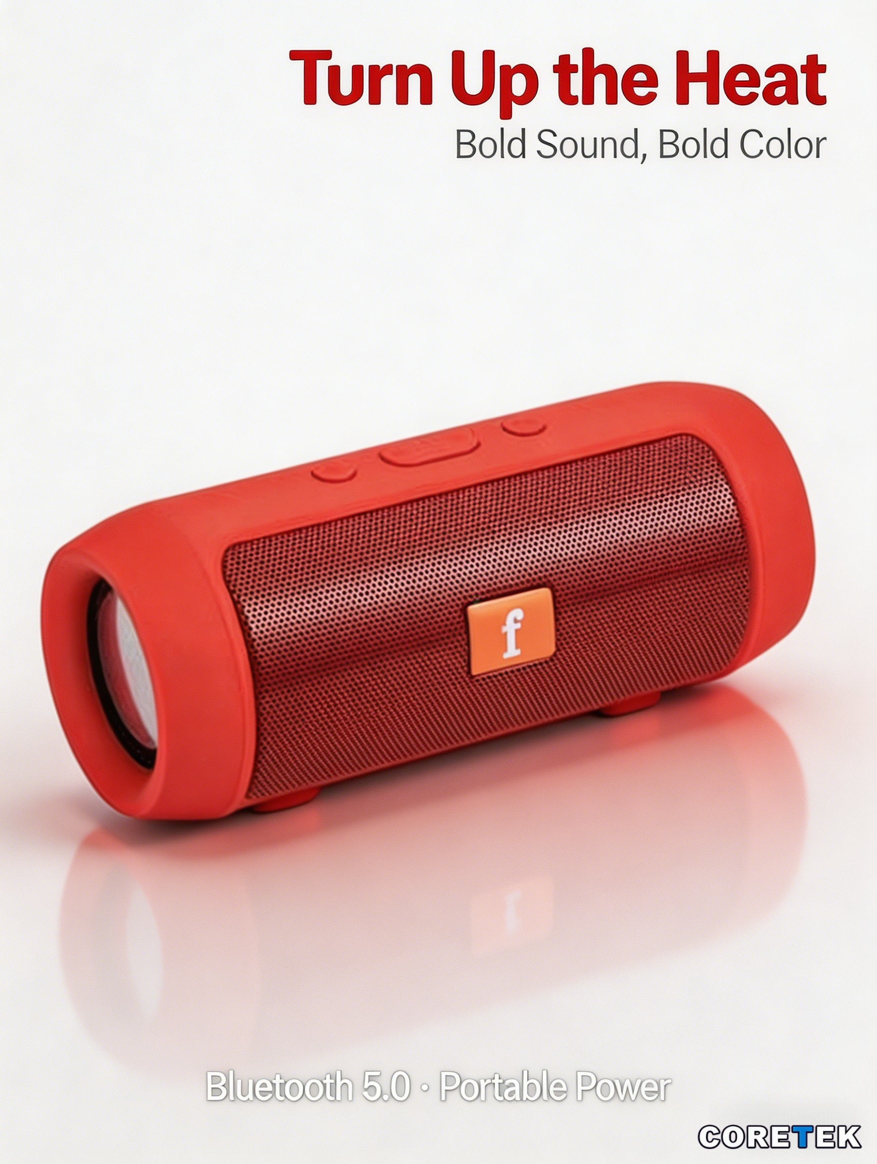 Portable Bluetooth Speaker 5.0 with 6W Dual 45mm Drivers, 360 Stereo Sound, TF Card USB FM Radio, 500mAh Battery 2-3H Playtime, Wireless Outdoor Speaker Black/Red