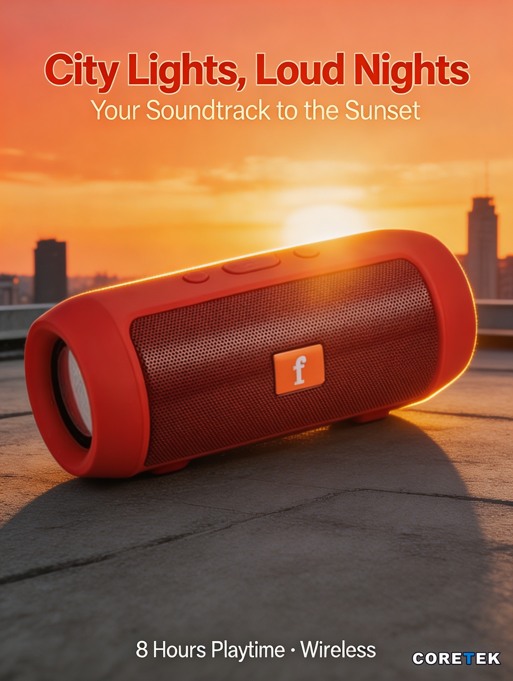Portable Bluetooth Speaker 5.0 with 6W Dual 45mm Drivers, 360 Stereo Sound, TF Card USB FM Radio, 500mAh Battery 2-3H Playtime, Wireless Outdoor Speaker Black/Red