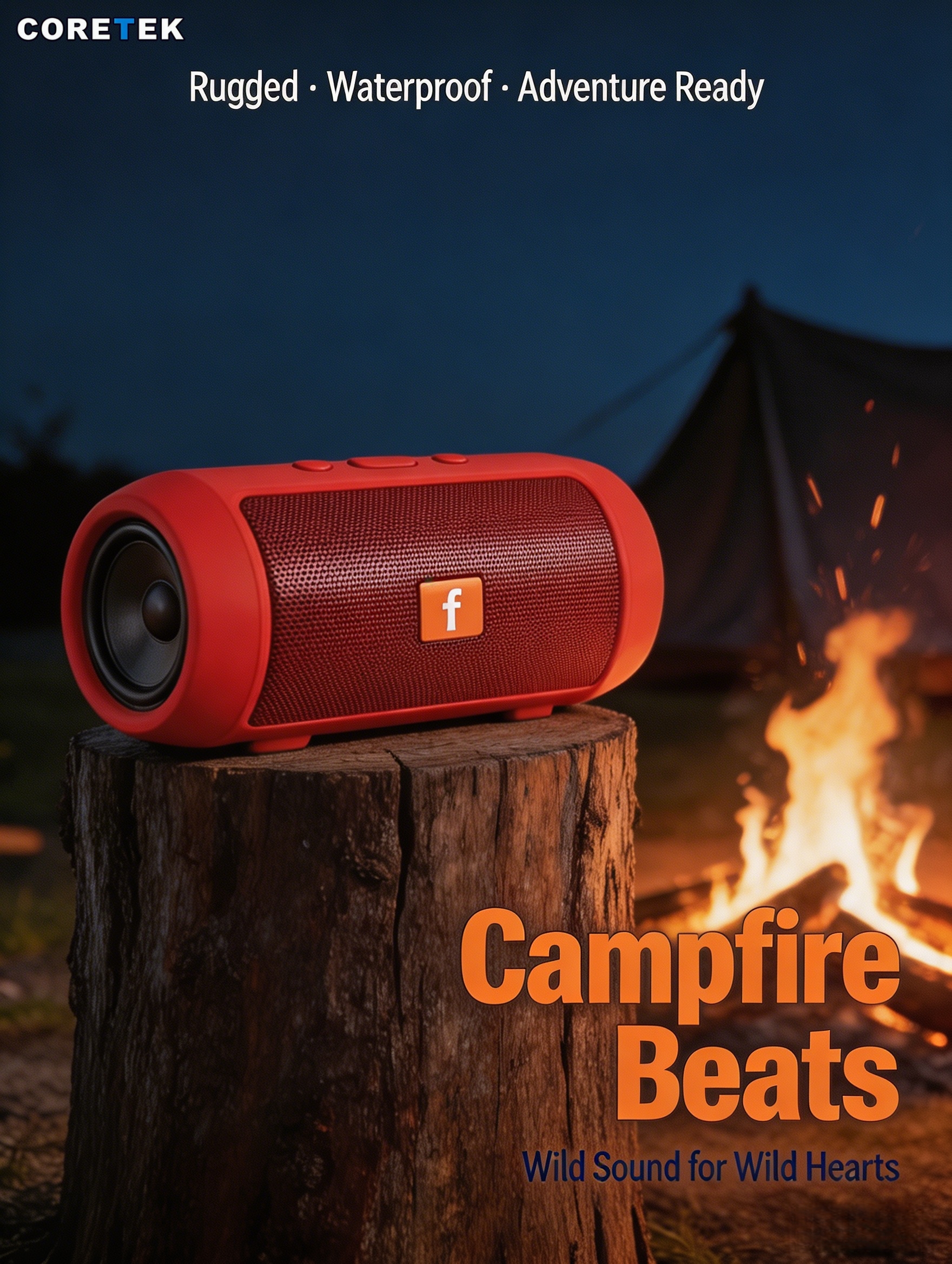 Portable Bluetooth Speaker 5.0 with 6W Dual 45mm Drivers, 360 Stereo Sound, TF Card USB FM Radio, 500mAh Battery 2-3H Playtime, Wireless Outdoor Speaker Black/Red
