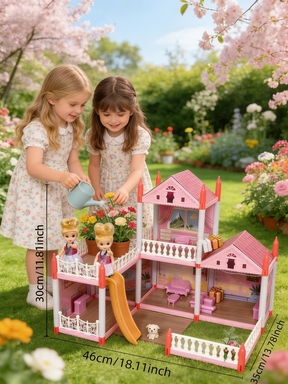 Children's Day Best Gift, DIY Dream Castle Dollhouse, 3D Assembly Villa with LED Lights, Princess Pretend Play Toy, Perfect Birthday Gift for Girls