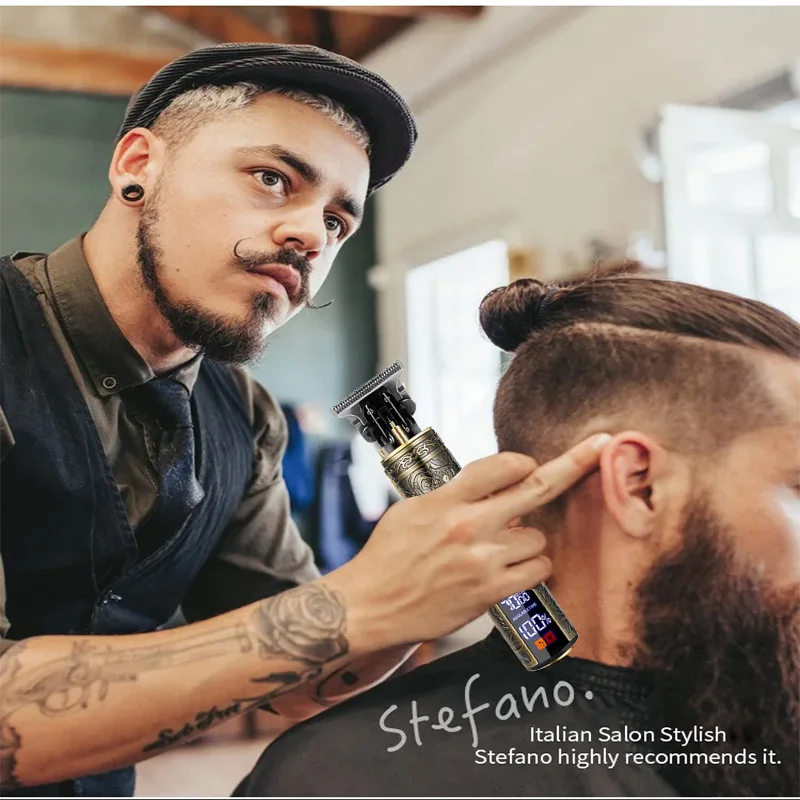 Retro Professional Hair Clipper & Trimmer Set for Men, USB Rechargeable Electric Hair Cutting Machine, Powerful Barber Clippers for Haircuts, Beard & Sensitive Area Grooming