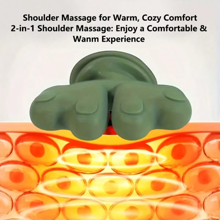 Neck and Shoulder Massager with Heat, Deep Kneading Trapezius Massager, 42℃ & 45℃ Hot Compress, Wireless Rechargeable Wearable Back Massager with Flexible Silicone Nodes Green