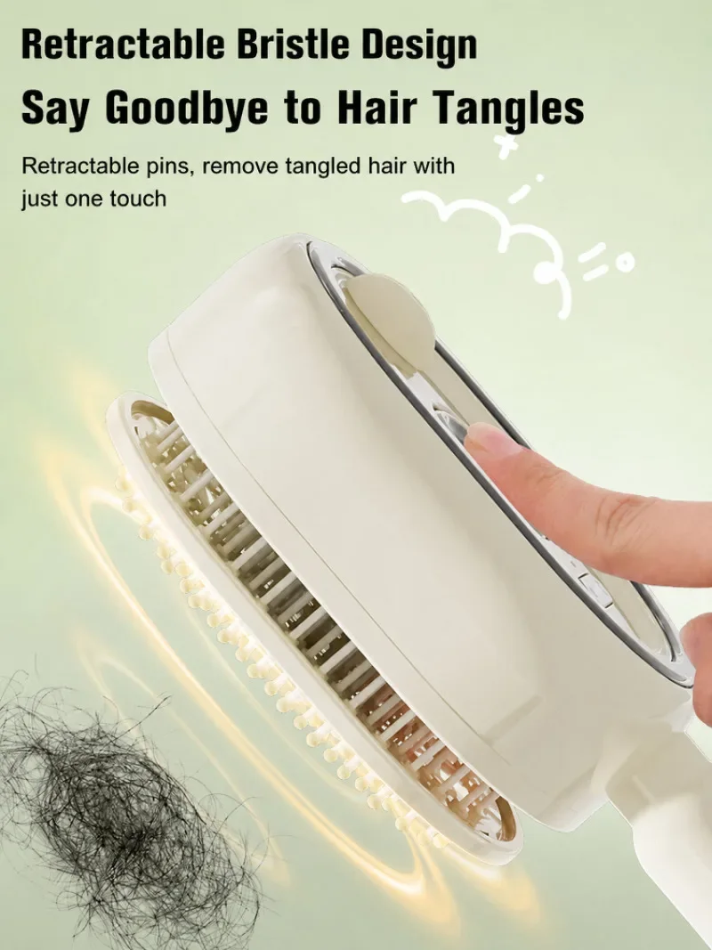 3 in 1 Electric Hair Comb with Nano Mist Spray, Vibration Scalp Massage & Self-Cleaning, USB Rechargeable 1200mAh Cordless Hair Brush, 90 Mins Working Time