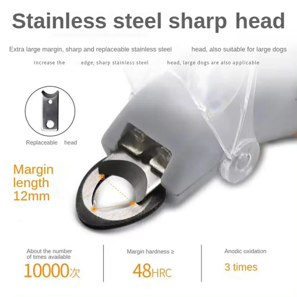 Pet Nail Clippers with LED Light & Magnifier, Dog Cat Nail Trimmer with Nail Catcher, 12mm Replaceable Blade Professional Pet Grooming Tool Gray Orange