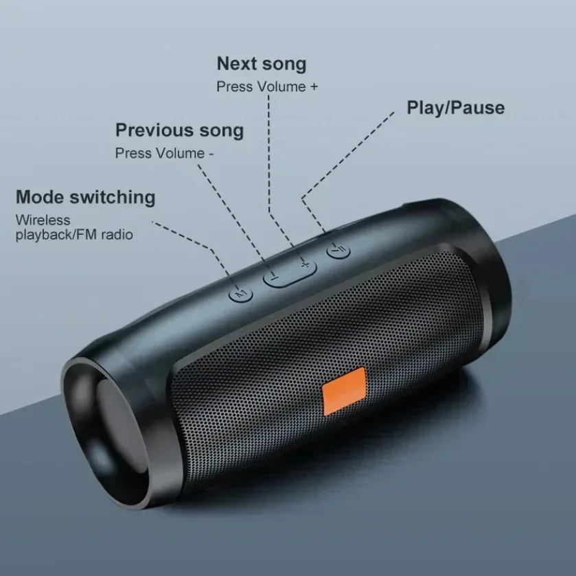 Portable Bluetooth Speaker 5.0 with 6W Dual 45mm Drivers, 360 Stereo Sound, TF Card USB FM Radio, 500mAh Battery 2-3H Playtime, Wireless Outdoor Speaker Black/Red