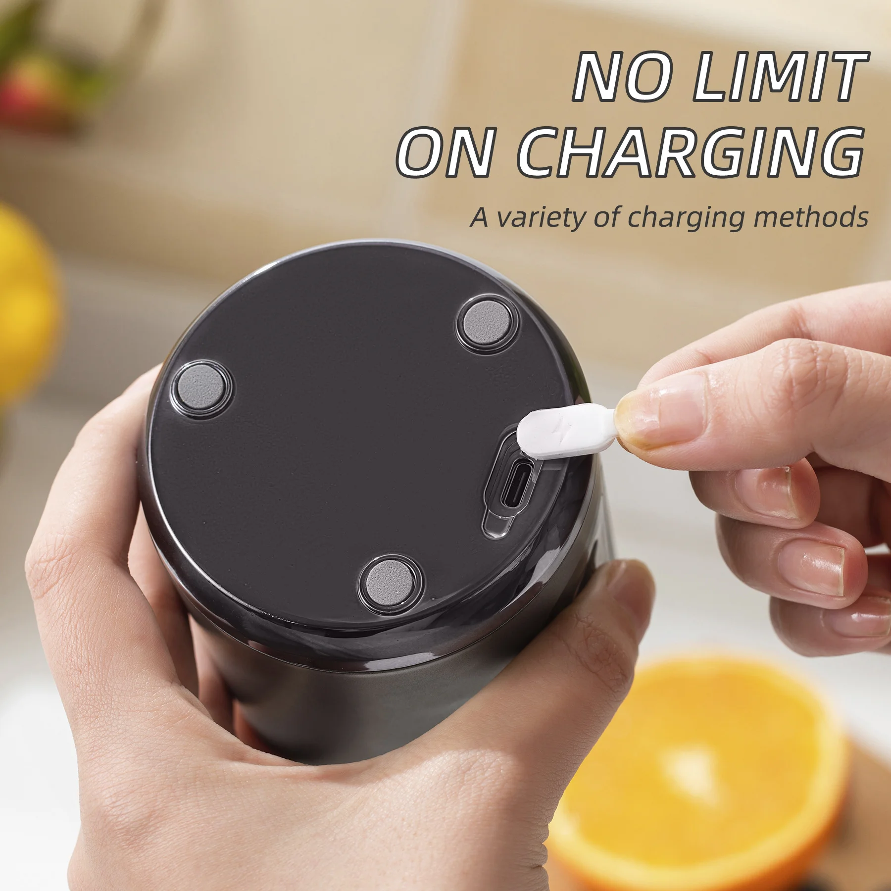 Portable USB Rechargeable Juicer Cup Max, 600ml Large Capacity 6-Blade Mini Fruit Blender, Electric Fresh Juice Mixer, Personal Blender for Home, Office, Travel, Outdoor & On-the-Go Drinks
