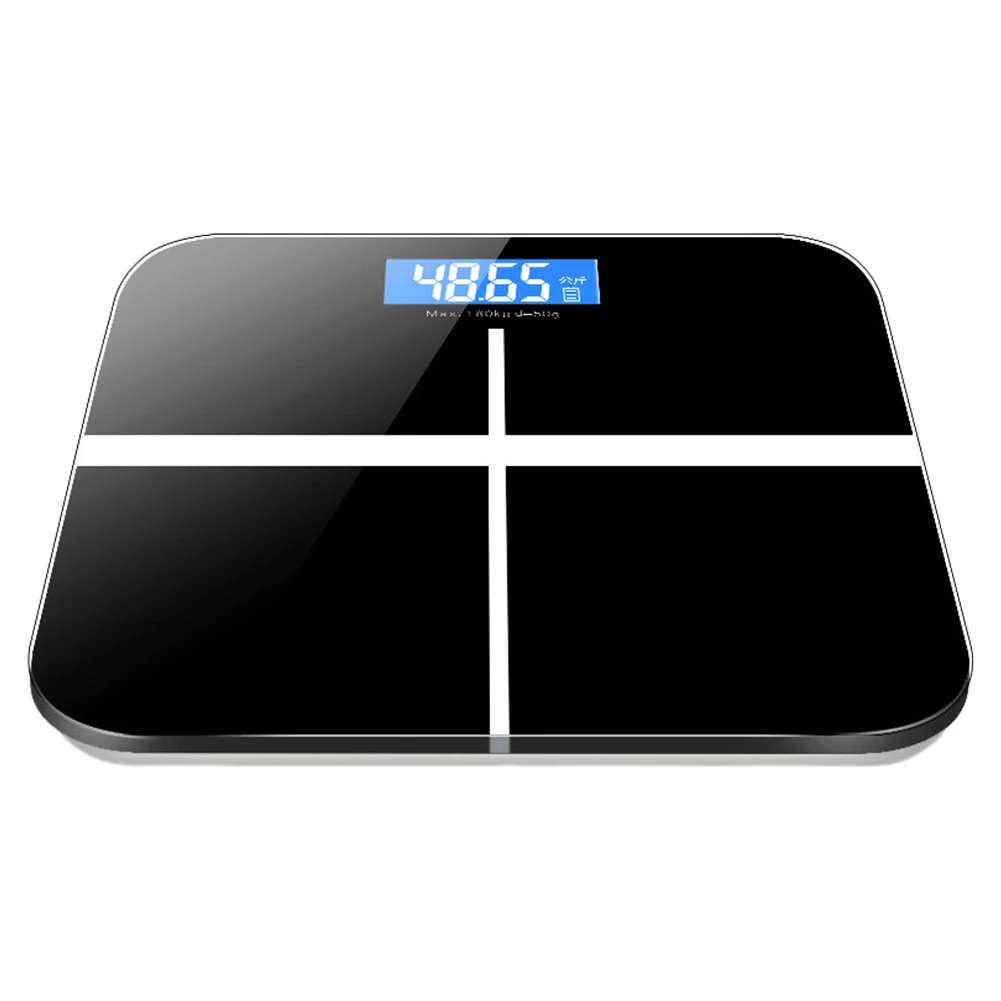 Digital Bathroom Scale with LED Display, 180kg Max Capacity, 50g Graduation, kg/lb Switchable Units, Built-In Temperature Sensor, Tempered Glass Body Weight Scale, Black