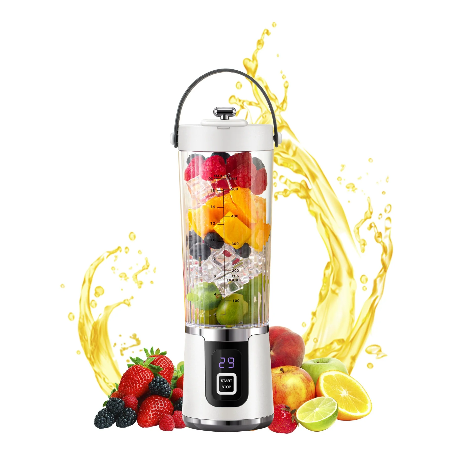 Portable USB Rechargeable Juicer Cup Max, 600ml Large Capacity 6-Blade Mini Fruit Blender, Electric Fresh Juice Mixer, Personal Blender for Home, Office, Travel, Outdoor & On-the-Go Drinks
