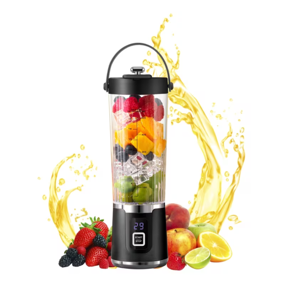 Portable USB Rechargeable Juicer Cup Max, 600ml Large Capacity 6-Blade Mini Fruit Blender, Electric Fresh Juice Mixer, Personal Blender for Home, Office, Travel, Outdoor & On-the-Go Drinks