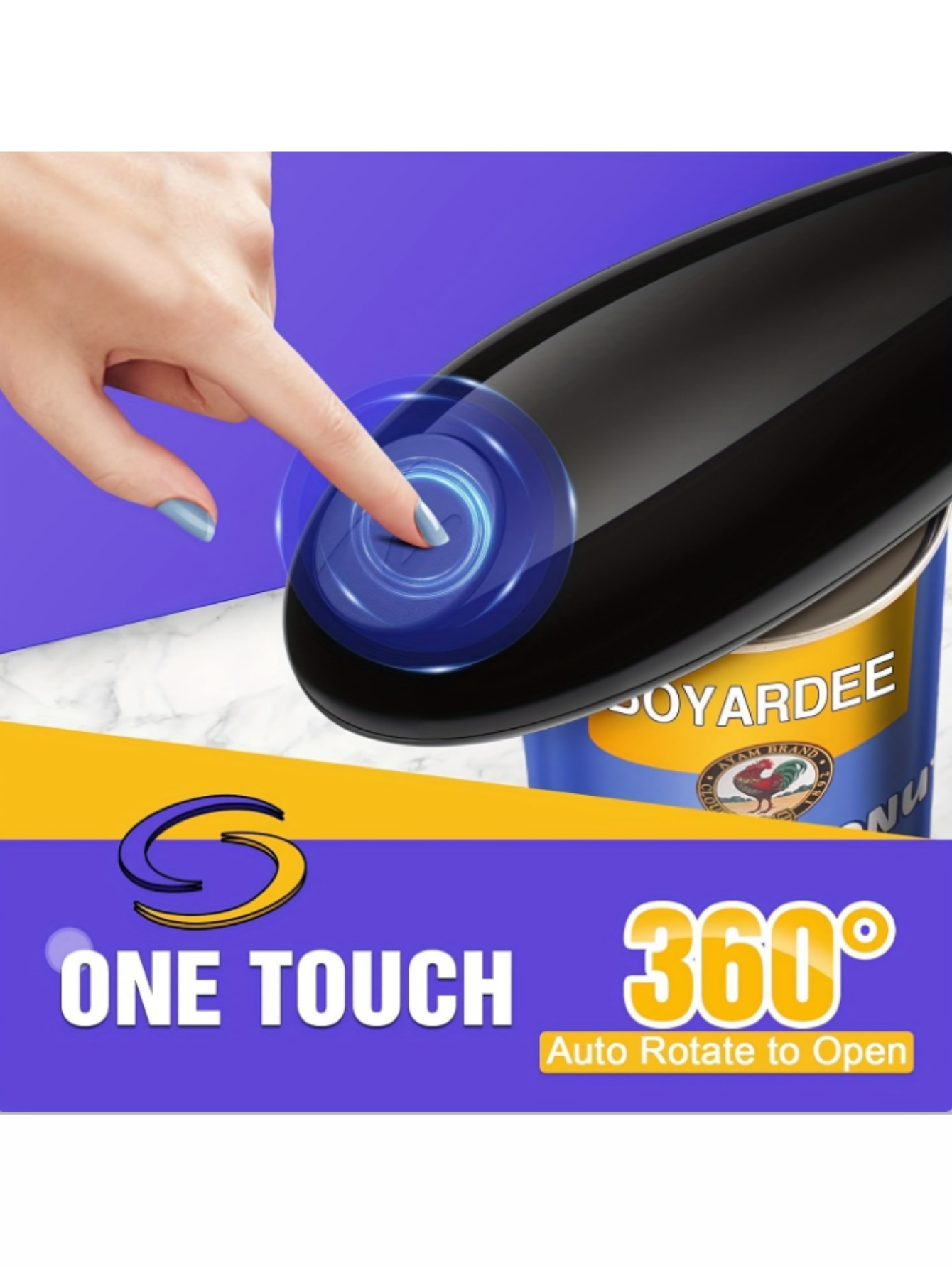 Electric Can Opener Automatic One Touch, Smooth Edge Handheld Can Opener, Cordless Portable Kitchen Gadget for Arthritis Sufferers, Black/Red/White