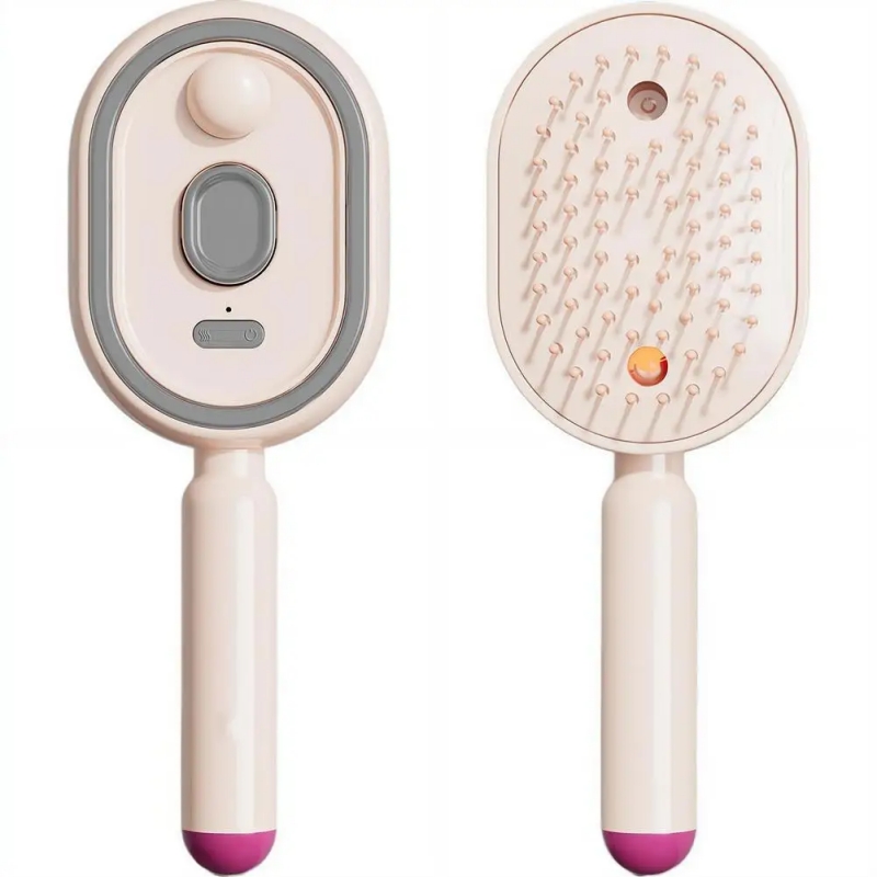3 in 1 Electric Hair Comb with Nano Mist Spray, Vibration Scalp Massage & Self-Cleaning, USB Rechargeable 1200mAh Cordless Hair Brush, 90 Mins Working Time