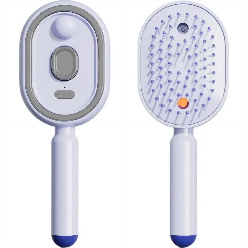 3 in 1 Electric Hair Comb with Nano Mist Spray, Vibration Scalp Massage & Self-Cleaning, USB Rechargeable 1200mAh Cordless Hair Brush, 90 Mins Working Time