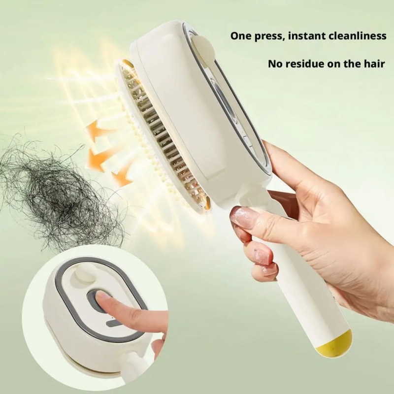 3 in 1 Electric Hair Comb with Nano Mist Spray, Vibration Scalp Massage & Self-Cleaning, USB Rechargeable 1200mAh Cordless Hair Brush, 90 Mins Working Time