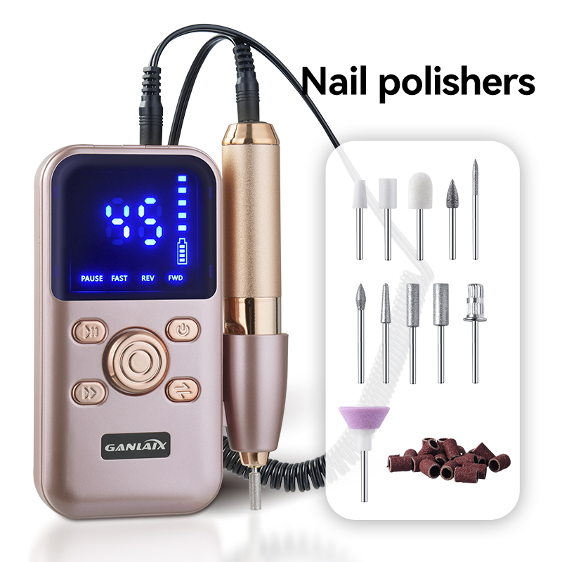 Electric Nail Drill for Nail Techs and DIY Manicure Lovers, 35000 RPM Professional E File with Reversible Rotation, 32 Speed LCD Display Nail Grinder for Acrylic Gel Polish Rose Gold