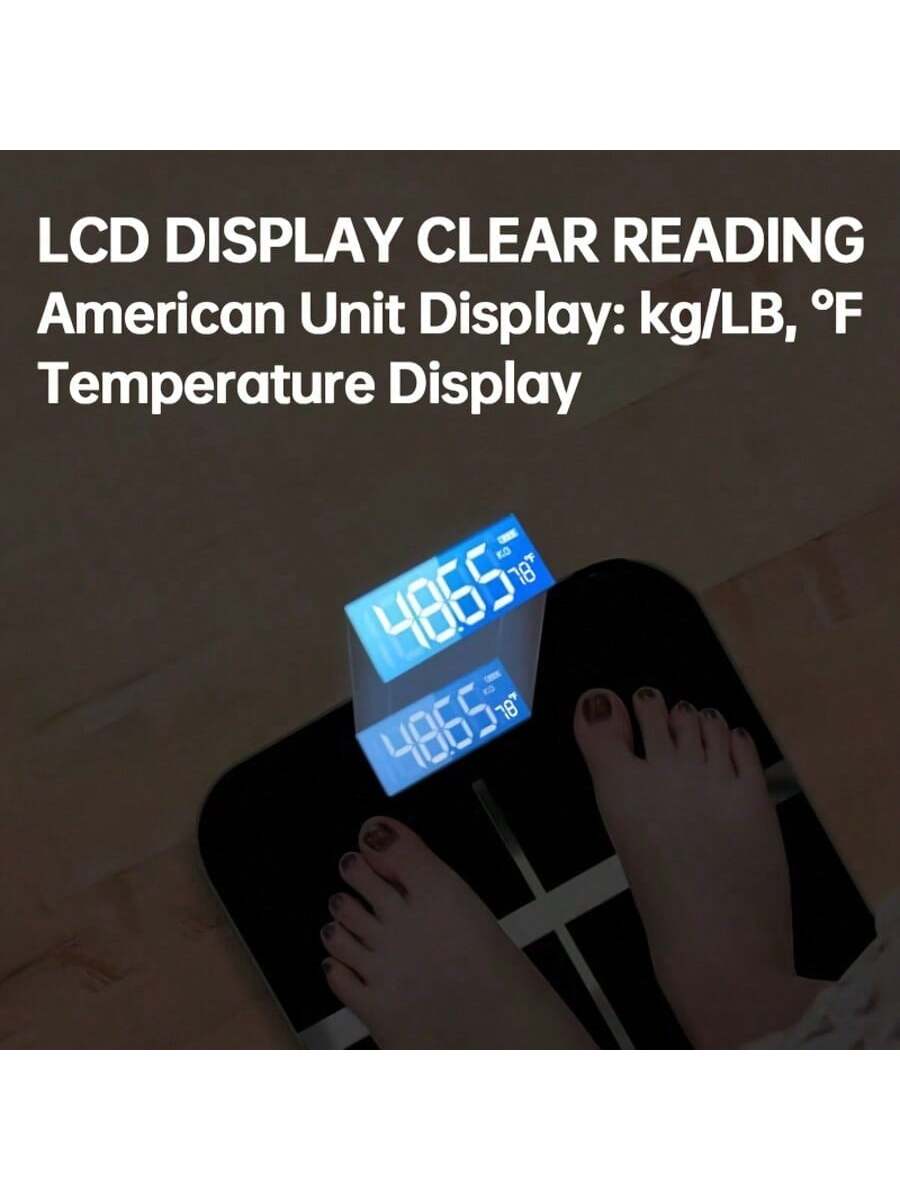 Digital Bathroom Scale with LED Display, 180kg Max Capacity, 50g Graduation, kg/lb Switchable Units, Built-In Temperature Sensor, Tempered Glass Body Weight Scale, Black