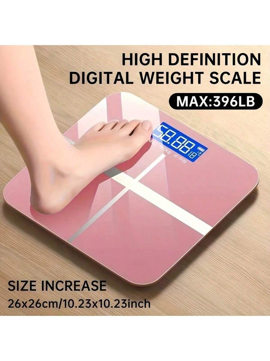 Digital Bathroom Scale with LED Display, 180kg Max Capacity, 50g Graduation, kg/lb Switchable Units, Built-In Temperature Sensor, Tempered Glass Body Weight Scale, Black