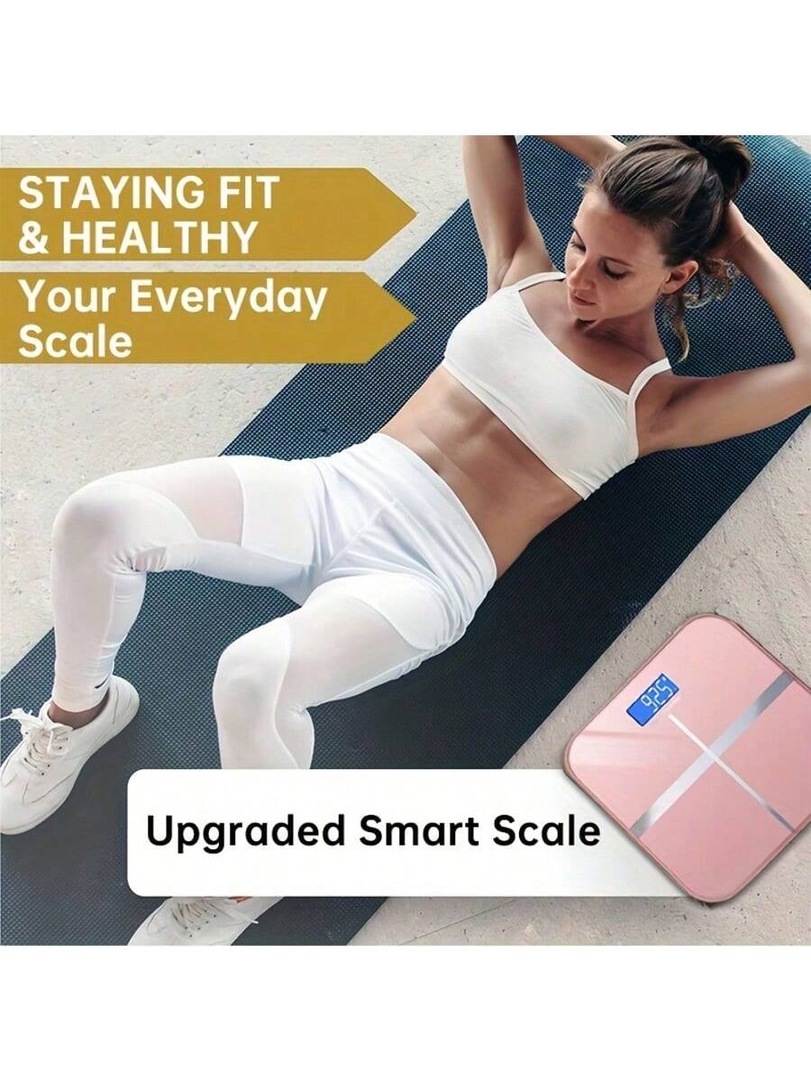 Digital Bathroom Scale with LED Display, 180kg Max Capacity, 50g Graduation, kg/lb Switchable Units, Built-In Temperature Sensor, Tempered Glass Body Weight Scale, Black