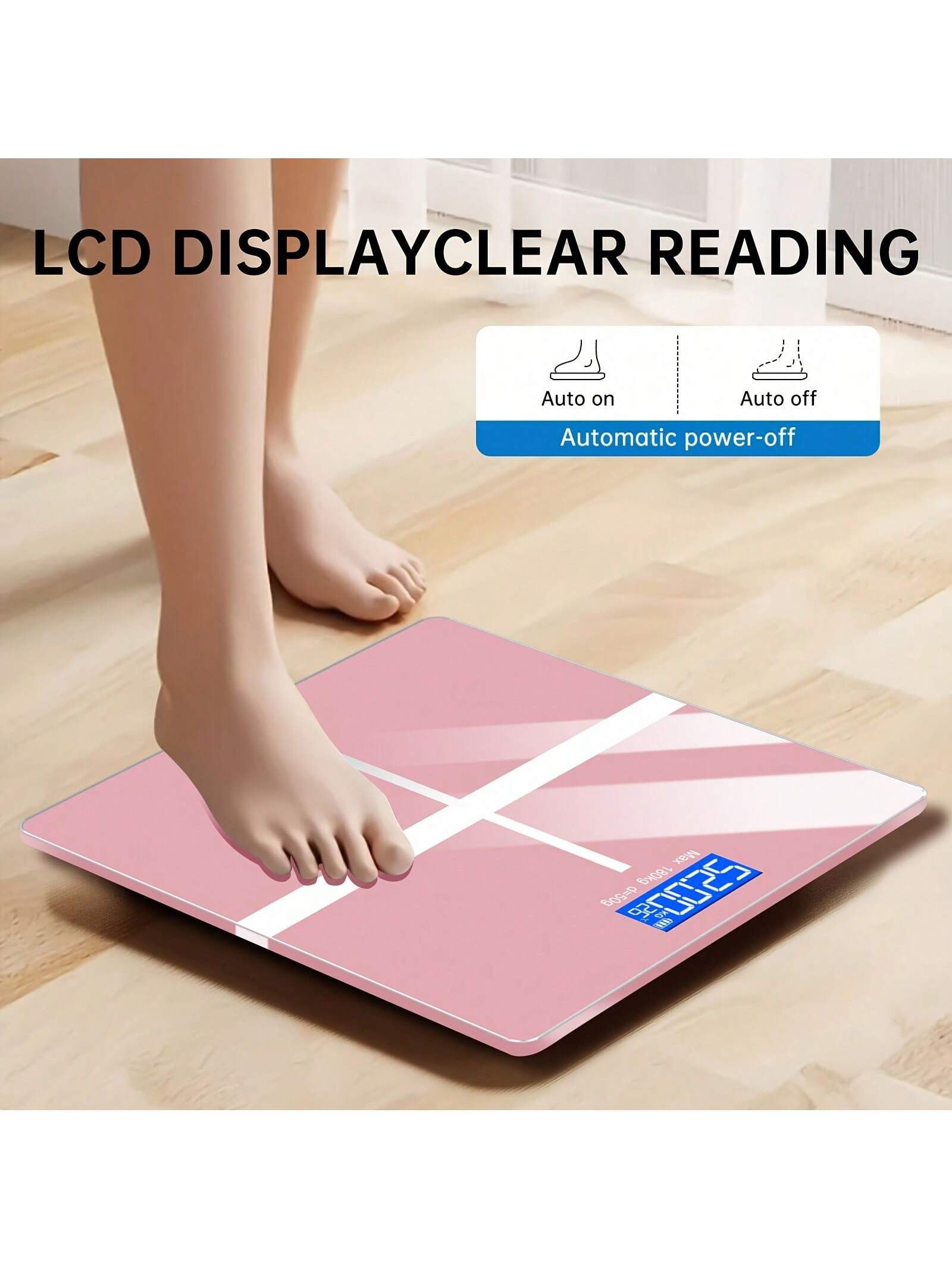 Digital Bathroom Scale with LED Display, 180kg Max Capacity, 50g Graduation, kg/lb Switchable Units, Built-In Temperature Sensor, Tempered Glass Body Weight Scale, Black