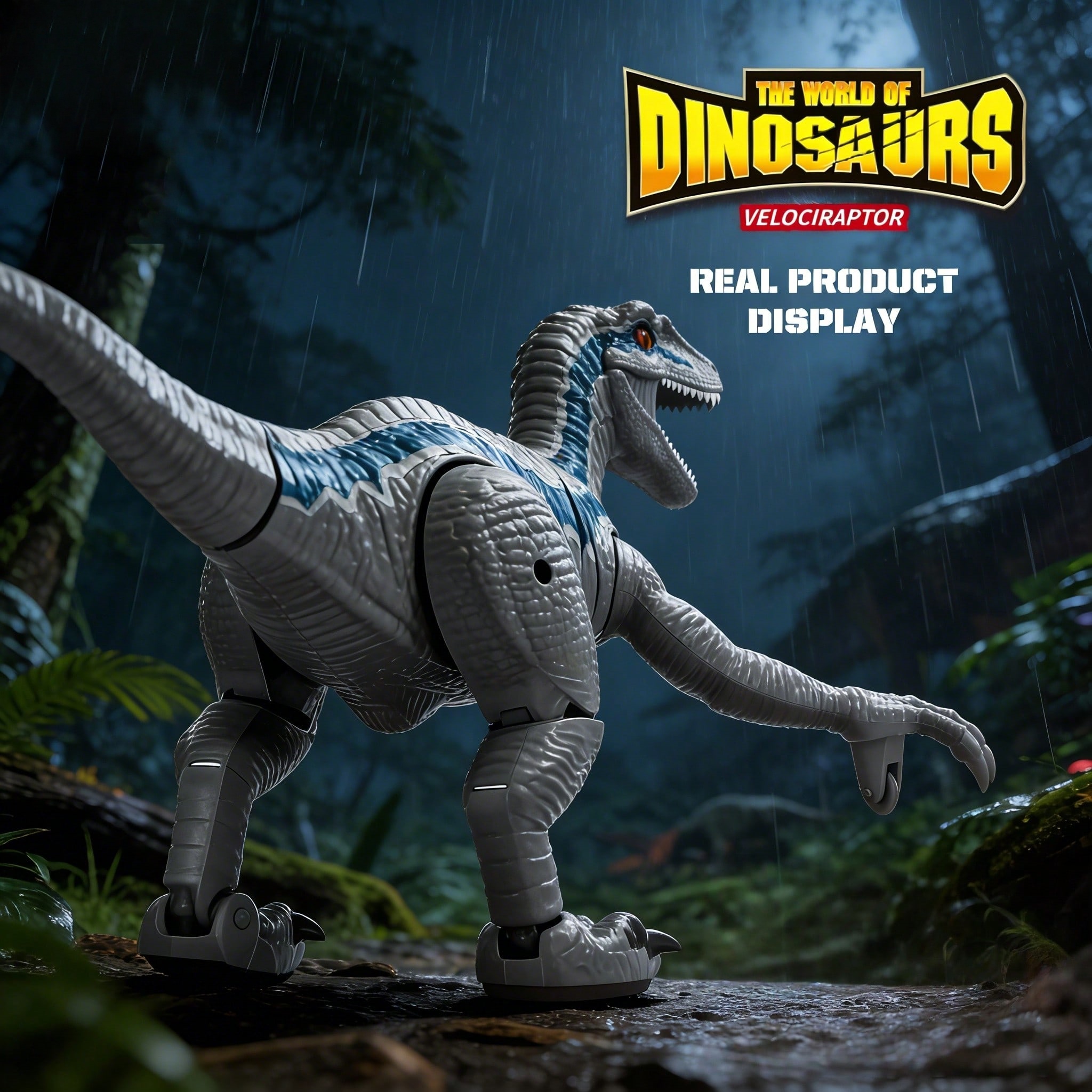 2.4GHz Remote Control Dinosaur Toy with Realistic Walking, Roaring, LED Lights, Laser Tracking & Spray, Interactive Electric Dinosaur with Demo Mode, Jurassic Christmas Gift for Kids Ages 3+