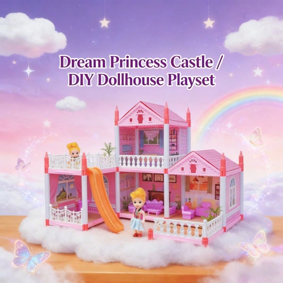 Children's Day Best Gift, DIY Dream Castle Dollhouse, 3D Assembly Villa with LED Lights, Princess Pretend Play Toy, Perfect Birthday Gift for Girls