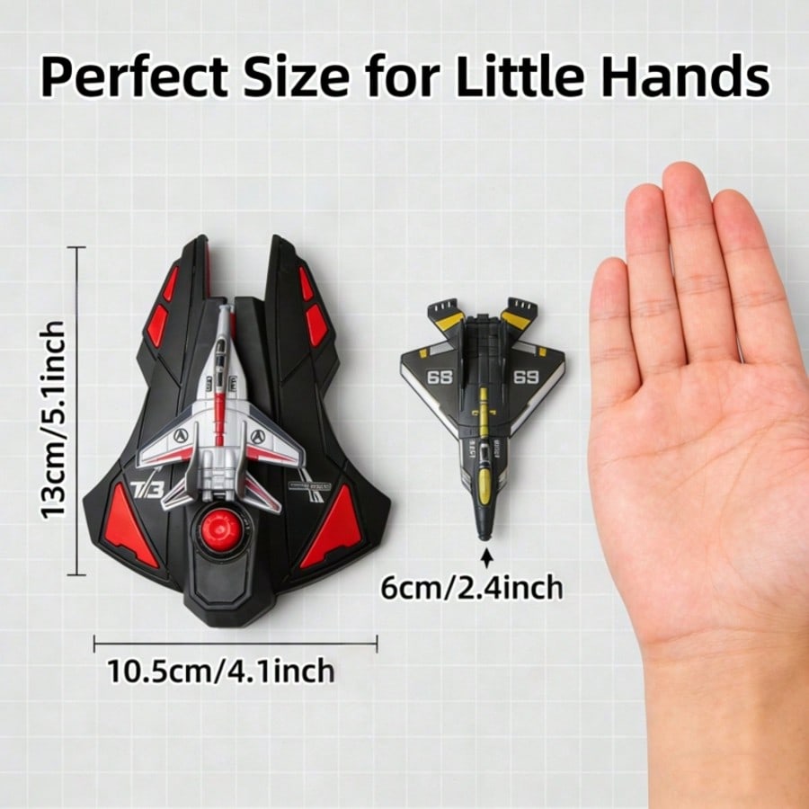 Launchable Flying Toy Set with 6 Planes, Outdoor Fighter Jet Toys for Boys, Manual Launcher Airplane Model, Kids Gift for Children's Day & Christmas