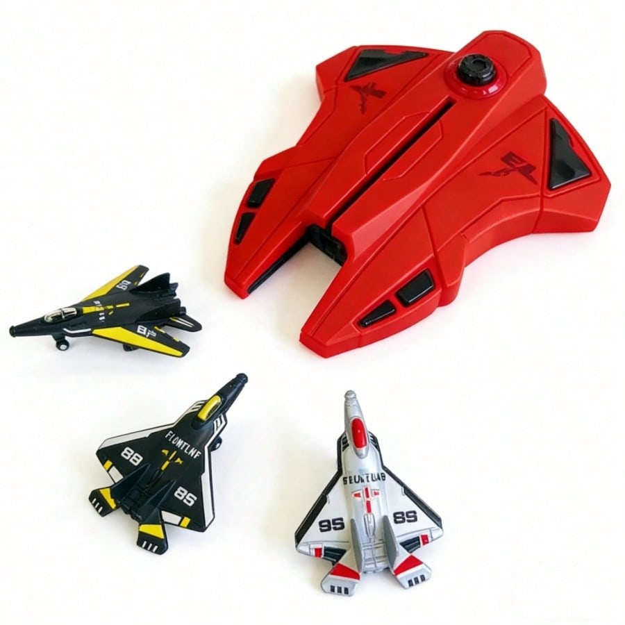 Launchable Flying Toy Set with 6 Planes, Outdoor Fighter Jet Toys for Boys, Manual Launcher Airplane Model, Kids Gift for Children's Day & Christmas