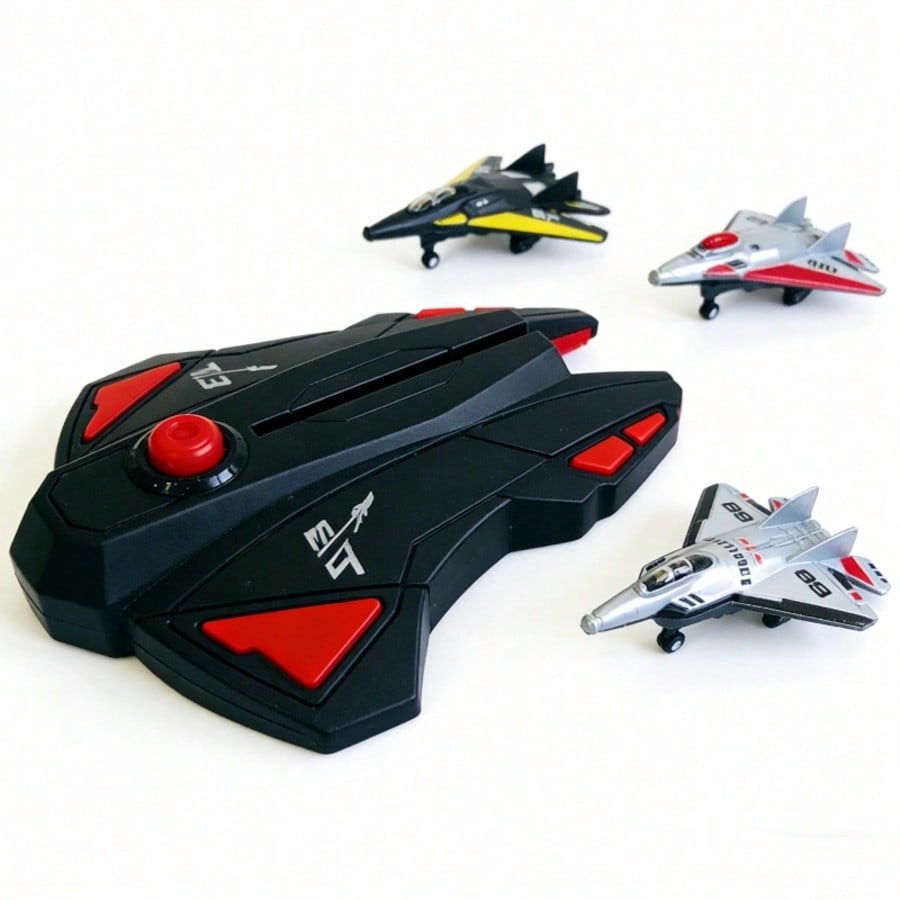 Launchable Flying Toy Set with 6 Planes, Outdoor Fighter Jet Toys for Boys, Manual Launcher Airplane Model, Kids Gift for Children's Day & Christmas
