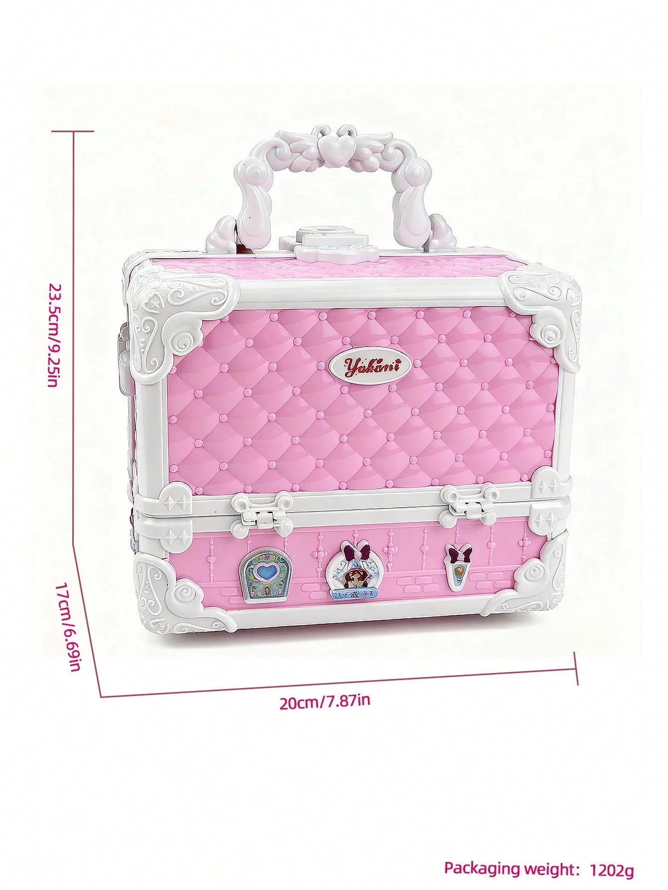 Kids Pretend Play Makeup Set with Mirror, 24 Color Tablets, Play Bottles & Role-Play Accessories, Foldable Carry Case, Pink