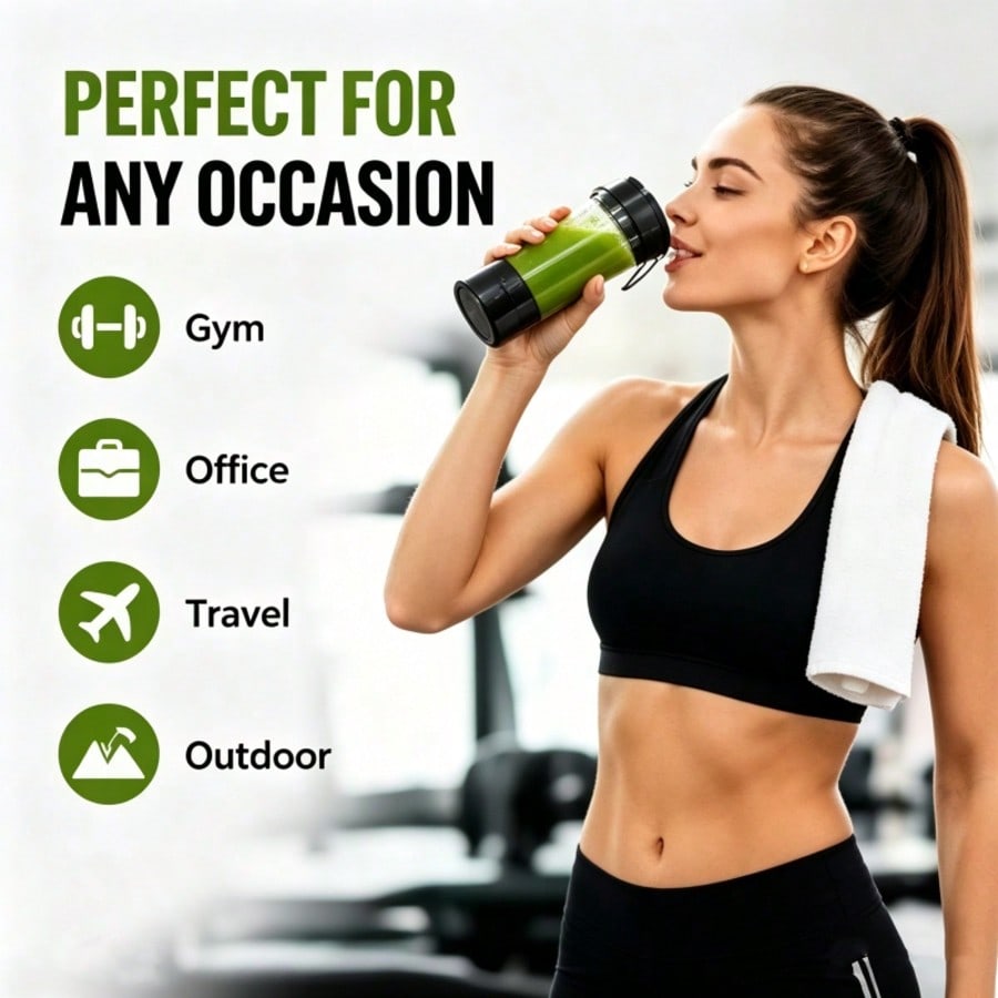 Portable Smoothie Blender for Gym, Office, Travel & Outdoor, 360ml USB Rechargeable One Touch Personal Blender, Mini Juice Maker for Protein Shakes & Baby Food, Black