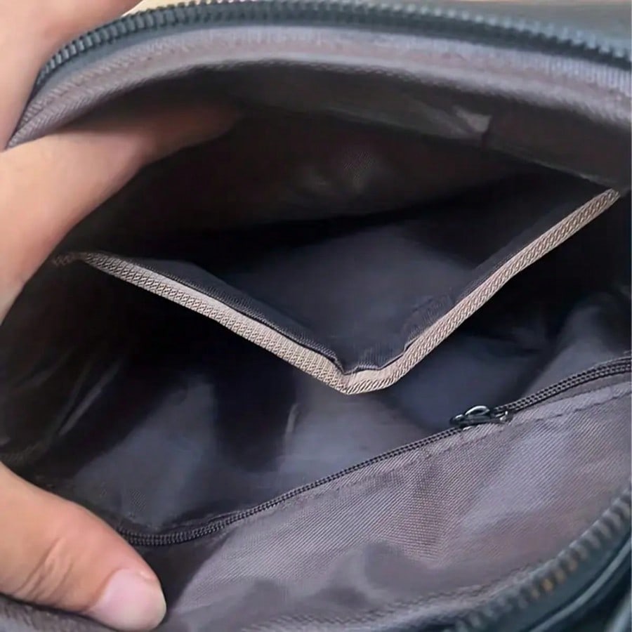 Men PU Leather Flap Crossbody Bag, 9.7 Inch Solid Messenger Bag, Business Travel Shoulder Bag for Men