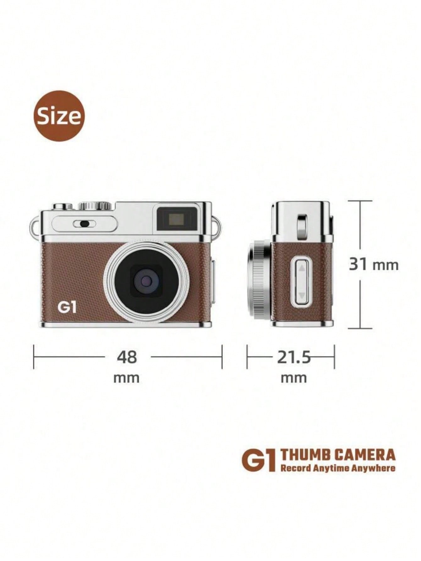 Mini Camera for Vlogging, Travel & Everyday Carry, 1080P Portable Thumb Necklace Camera with 0.96" IPS Screen, 130° Wide Angle, Type-C Shoot While Charging, Wearable Camera