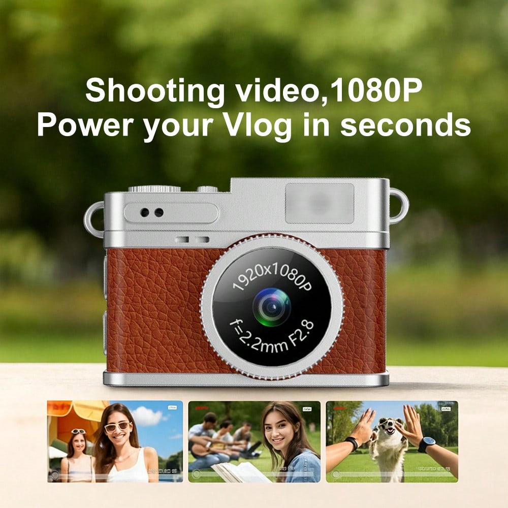 Mini Camera for Vlogging, Travel & Everyday Carry, 1080P Portable Thumb Necklace Camera with 0.96" IPS Screen, 130° Wide Angle, Type-C Shoot While Charging, Wearable Camera