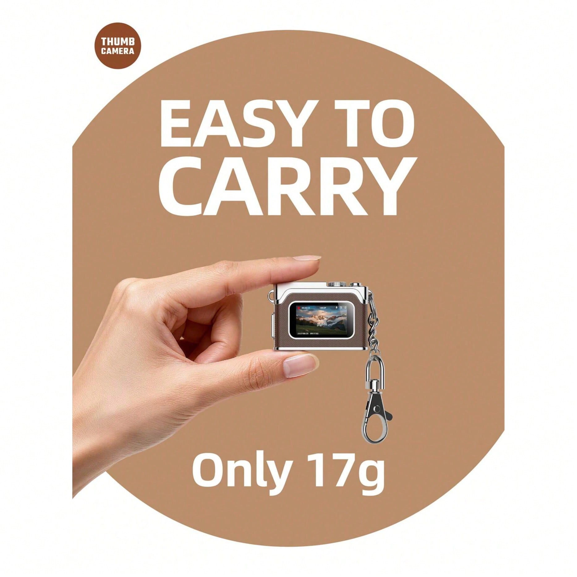 Mini Camera for Vlogging, Travel & Everyday Carry, 1080P Portable Thumb Necklace Camera with 0.96" IPS Screen, 130° Wide Angle, Type-C Shoot While Charging, Wearable Camera