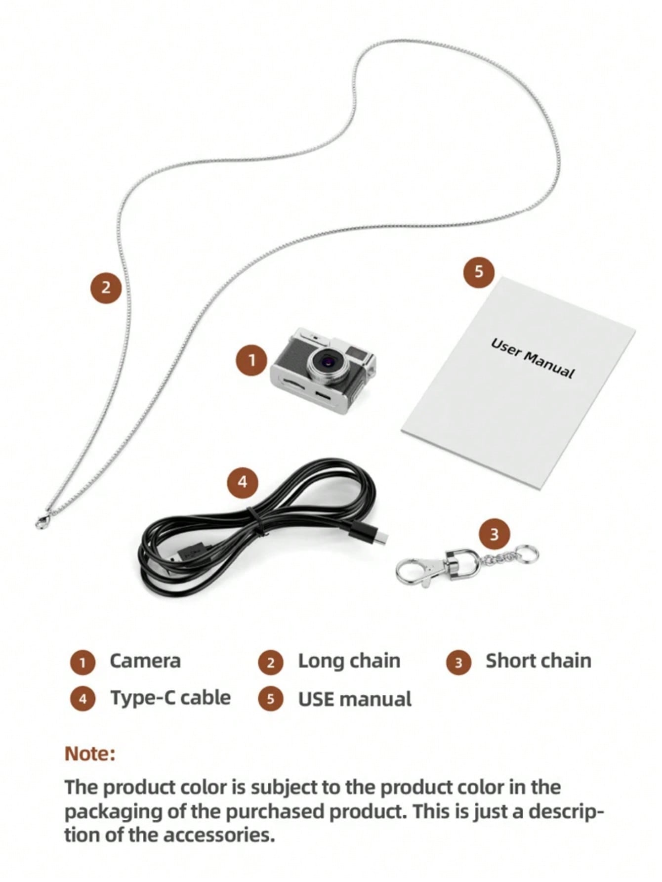 Mini Camera for Vlogging, Travel & Everyday Carry, 1080P Portable Thumb Necklace Camera with 0.96" IPS Screen, 130° Wide Angle, Type-C Shoot While Charging, Wearable Camera