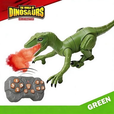 2.4GHz Remote Control Dinosaur Toy with Realistic Walking, Roaring, LED Lights, Laser Tracking & Spray, Interactive Electric Dinosaur with Demo Mode, Jurassic Christmas Gift for Kids Ages 3+