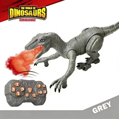 2.4GHz Remote Control Dinosaur Toy with Realistic Walking, Roaring, LED Lights, Laser Tracking & Spray, Interactive Electric Dinosaur with Demo Mode, Jurassic Christmas Gift for Kids Ages 3+
