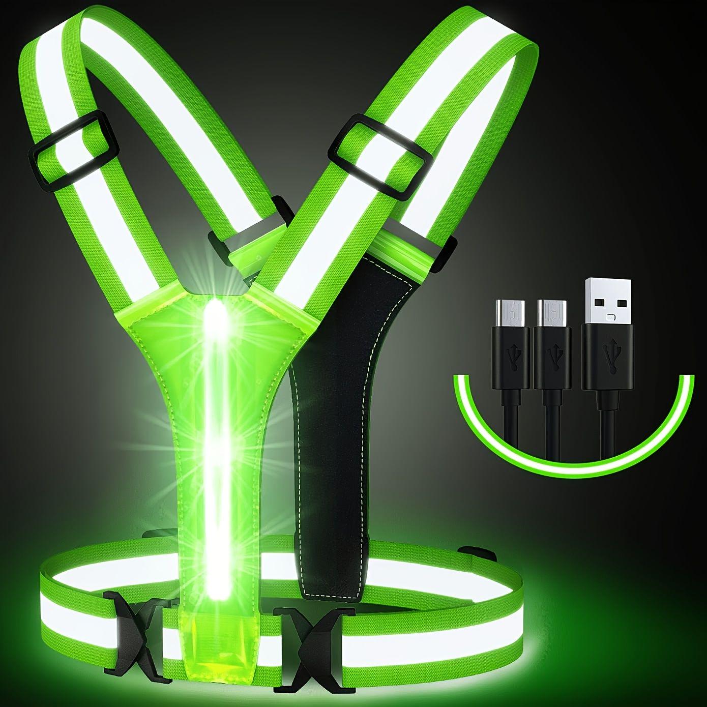 USB Rechargeable LED Glow Reflective Vest, Waterproof High Brightness Light Vest, 10-12H Long Battery Adjustable Illuminated Vest for Night Running Biking Dog Walking, Adults & Kids