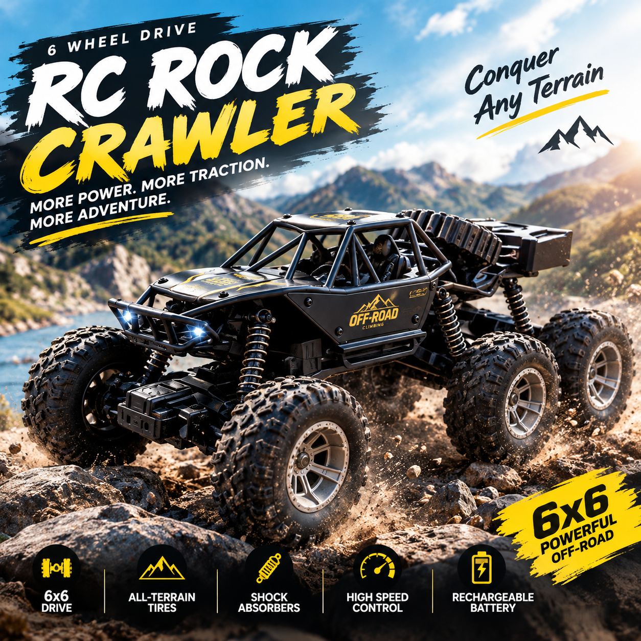 Children's Day Best Gift, 1/12 Scale 6WD RC Rock Crawler Truck - 28cm Super Large Alloy Remote Control Car, All-Terrain Climbing Bigfoot, 2.4G Electric Hobby Toy for Kids & Adults