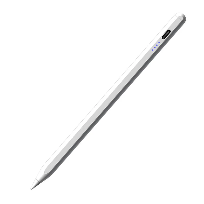 Stylus Pen for iPad 2018-2026 with Magnetic Attachment, USB-C Rechargeable Digital Pencil, 120mAh Battery, 8H Working Time, 3 Replacement Tips, White
