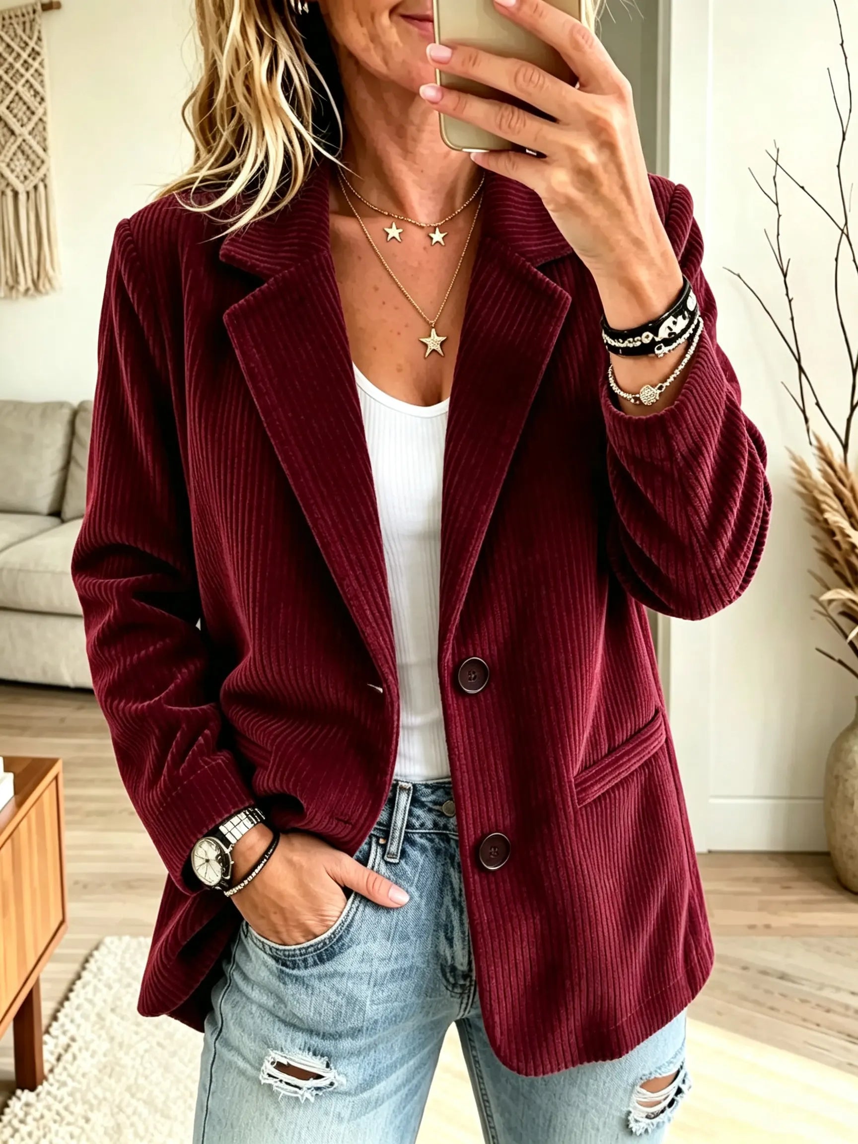 🤲LAST DAY SAVE 49% ⏰Women's Tailored Corduroy Two-Button Blazer