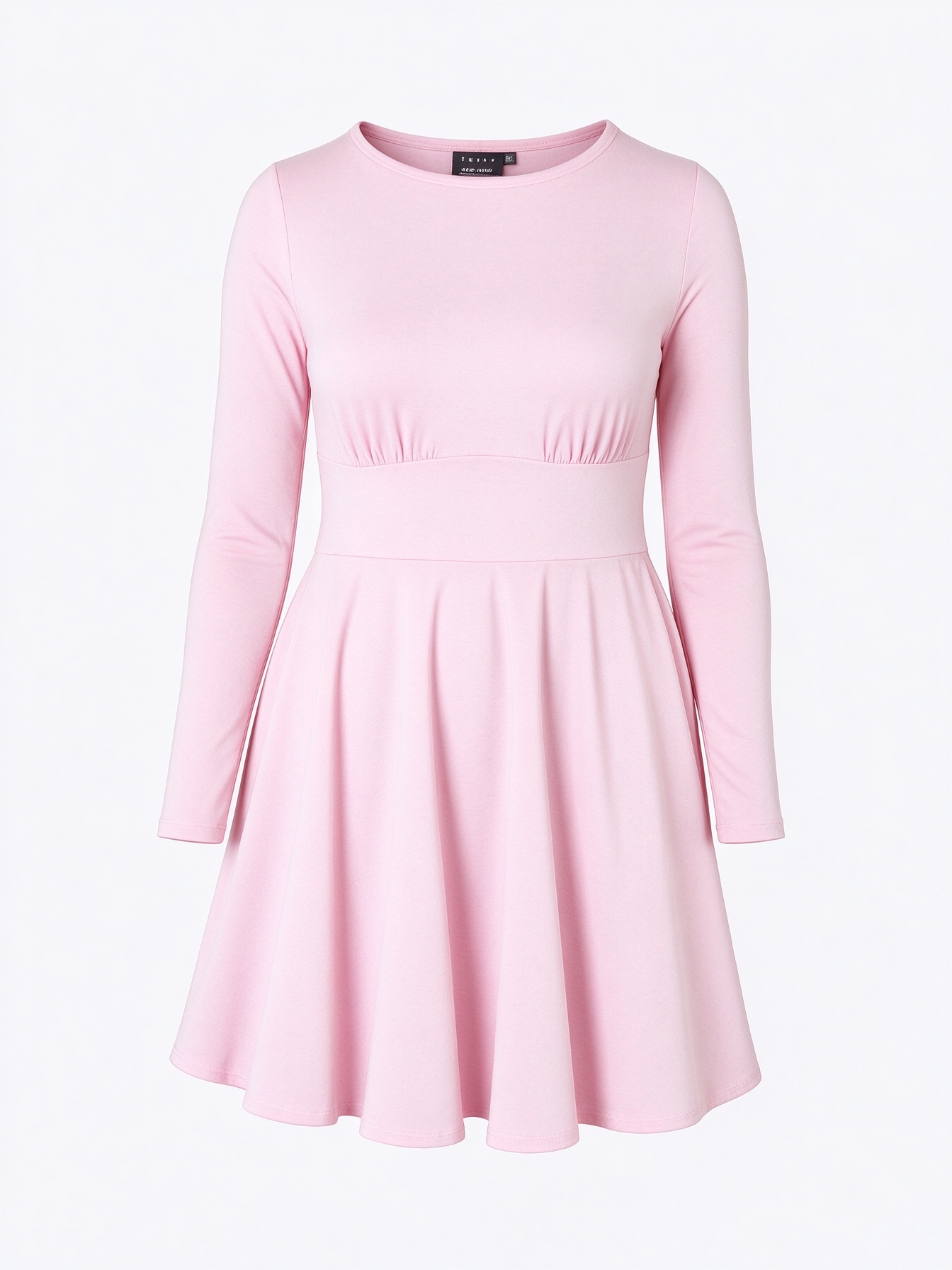 Classic Skirt Dress with Long Sleeves - Black