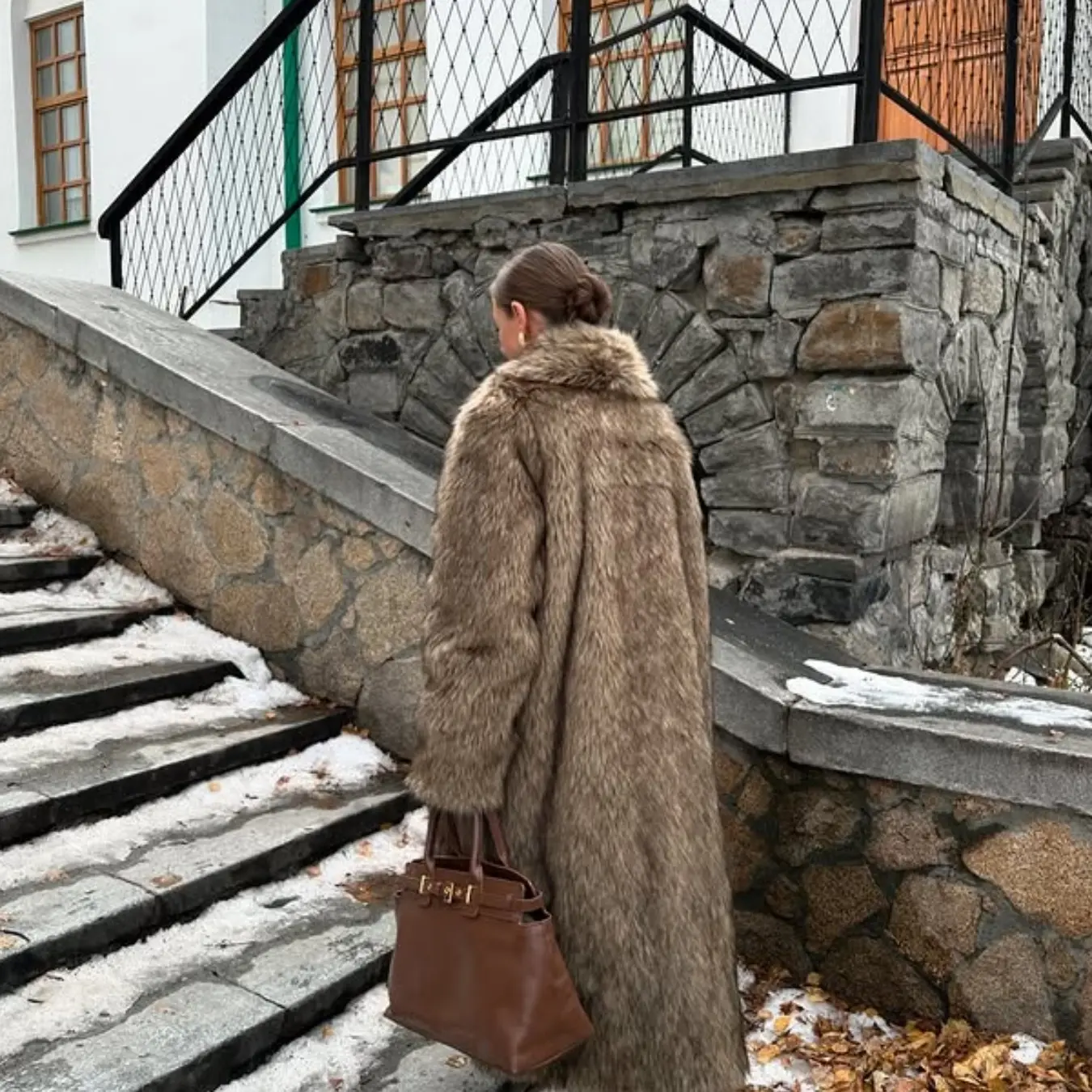 Women's Faux Fur Waterfall Coat, Solid Color