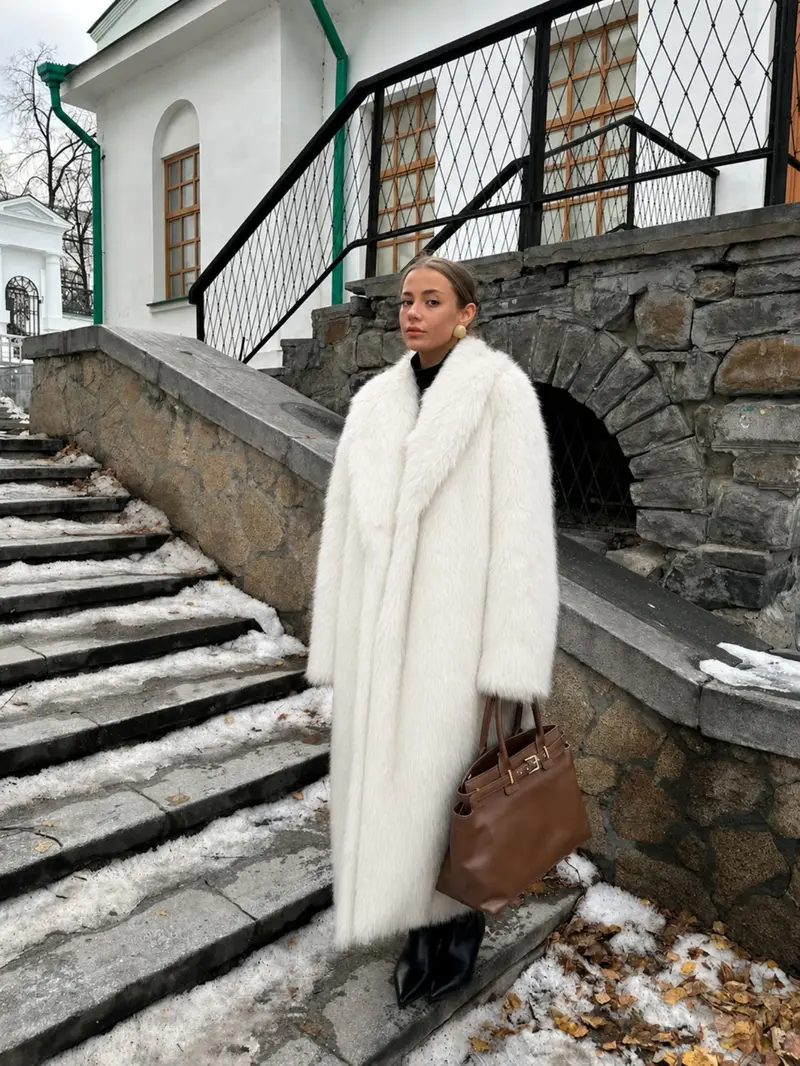 Women's Solid Color Open Front Faux Fur Coat Jackets, Elegant Long Sleeve Waterfall Collar Outerwear for Fall & Winter, Women's Clothing for Daily Wear,  Clothing for Women