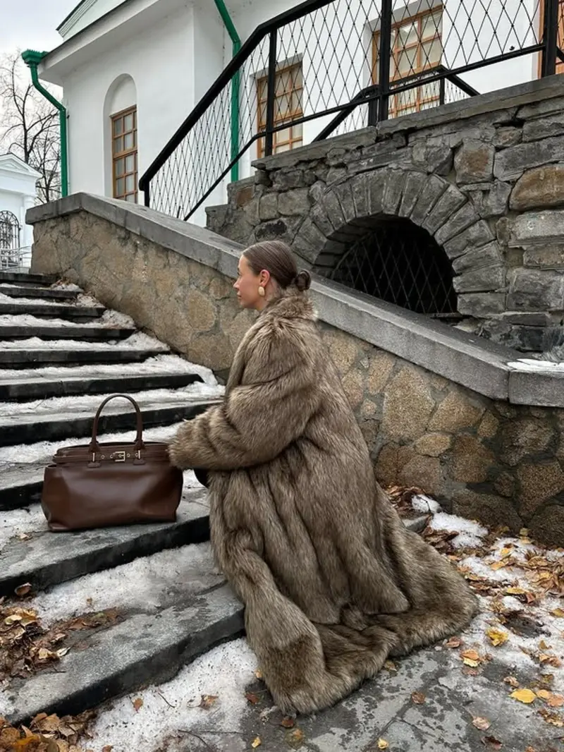 Women's Solid Color Open Front Faux Fur Coat Jackets, Elegant Long Sleeve Waterfall Collar Outerwear for Fall & Winter, Women's Clothing for Daily Wear,  Clothing for Women