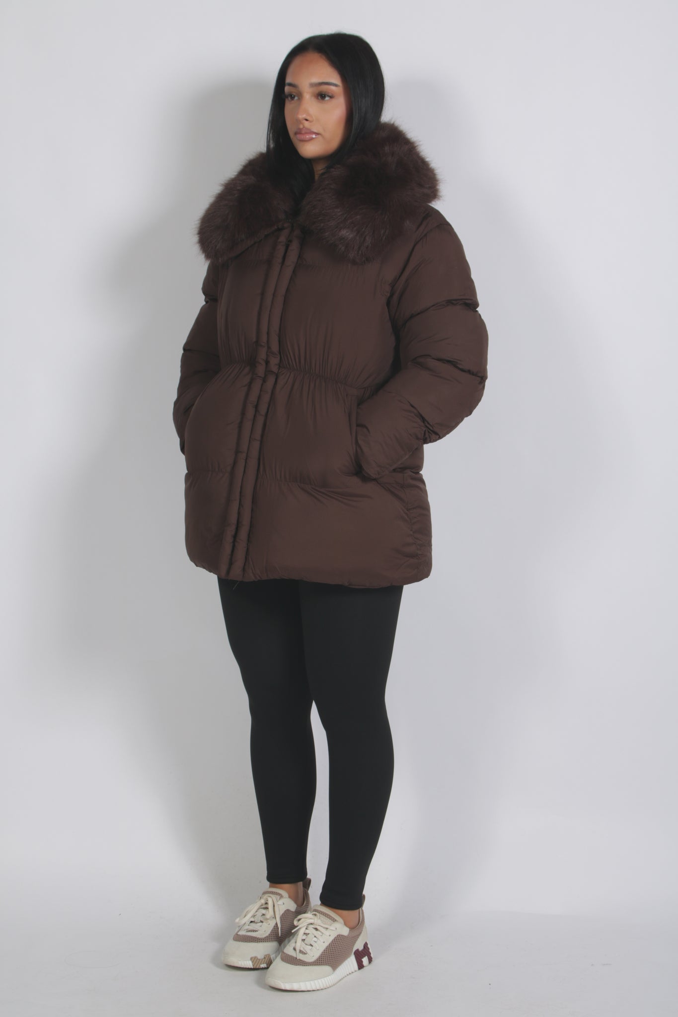 Puffer Choco down coat with a fluffy, voluminous design