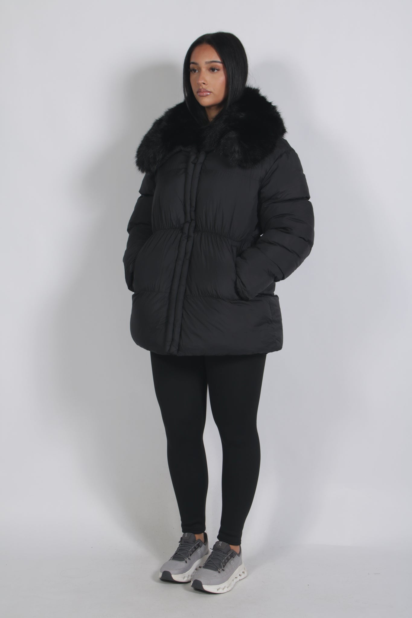 Puffer Choco down coat with a fluffy, voluminous design